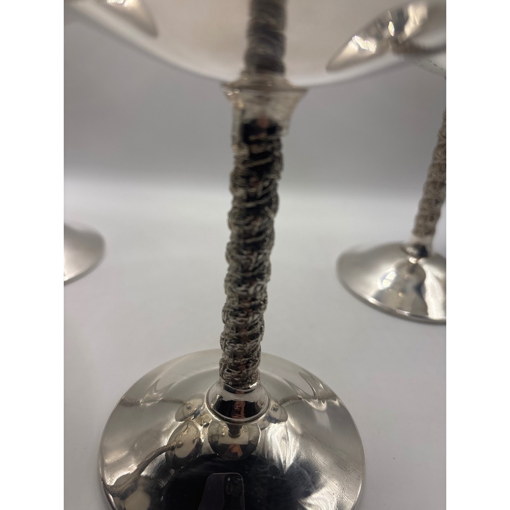 VTG FB Rogers Silver Co Champagne Coupe Glasses Set of 6 Rope Stem Silverplate - Picture 4 of 7